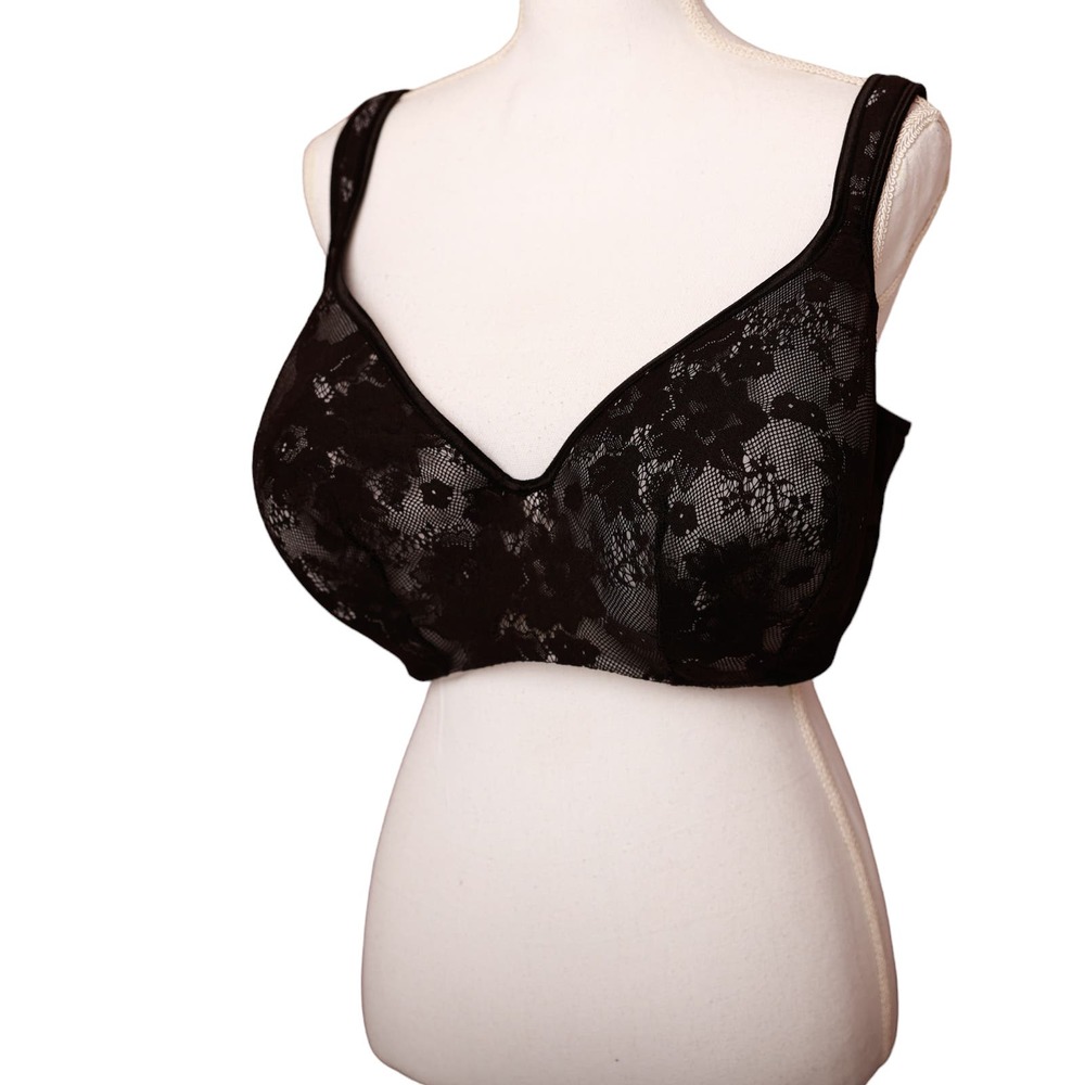 CACIQUE black lace bra‎ 42G lightly lined full coverage plus size